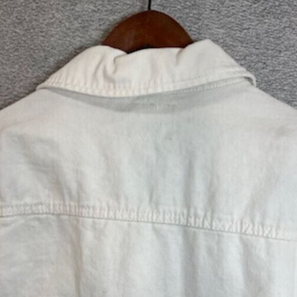 Aeropostale Womens Jeans Jacket Size Large Off White Denim Boyfriend Fit Cotton - Picture 4 of 15